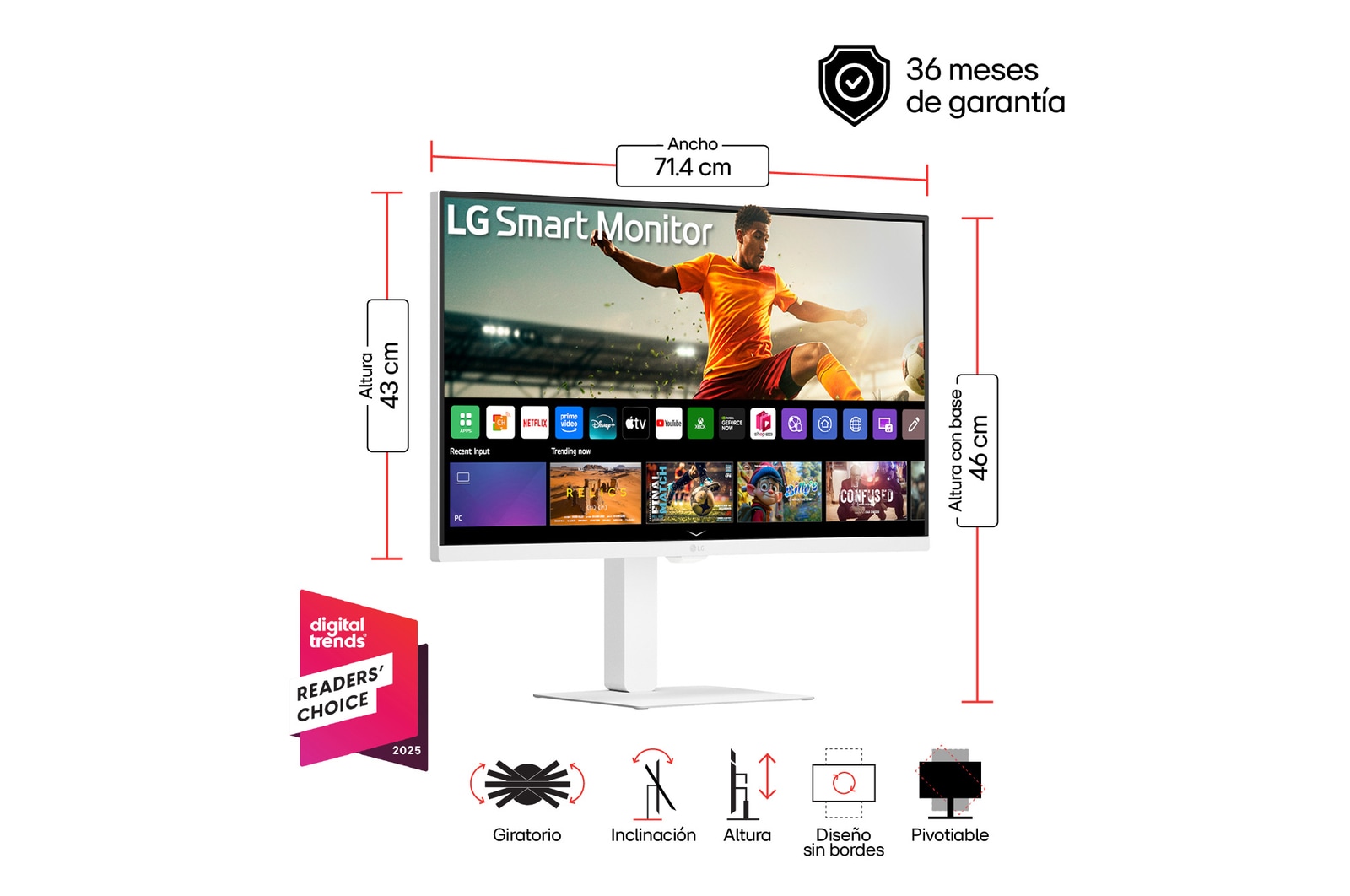 Dimensiones LG Smart Monitor - 32U720SA-W